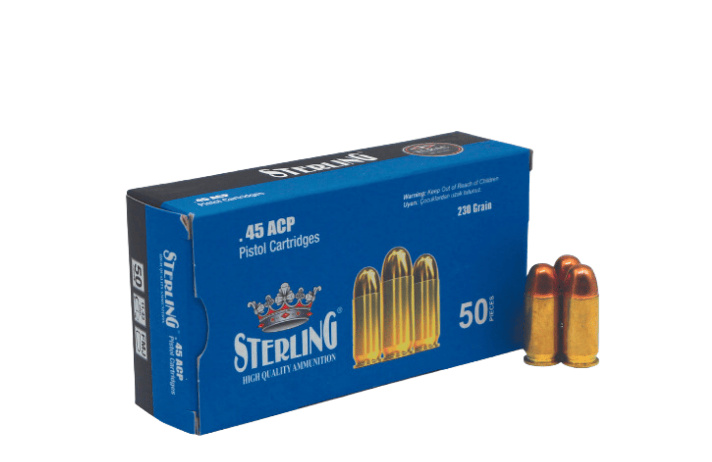 STERLİNG- TURAÇ 45 ACP. Pistol Cartridges (FMJ-230GRN) Mermi